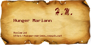Hunger Mariann névjegykártya